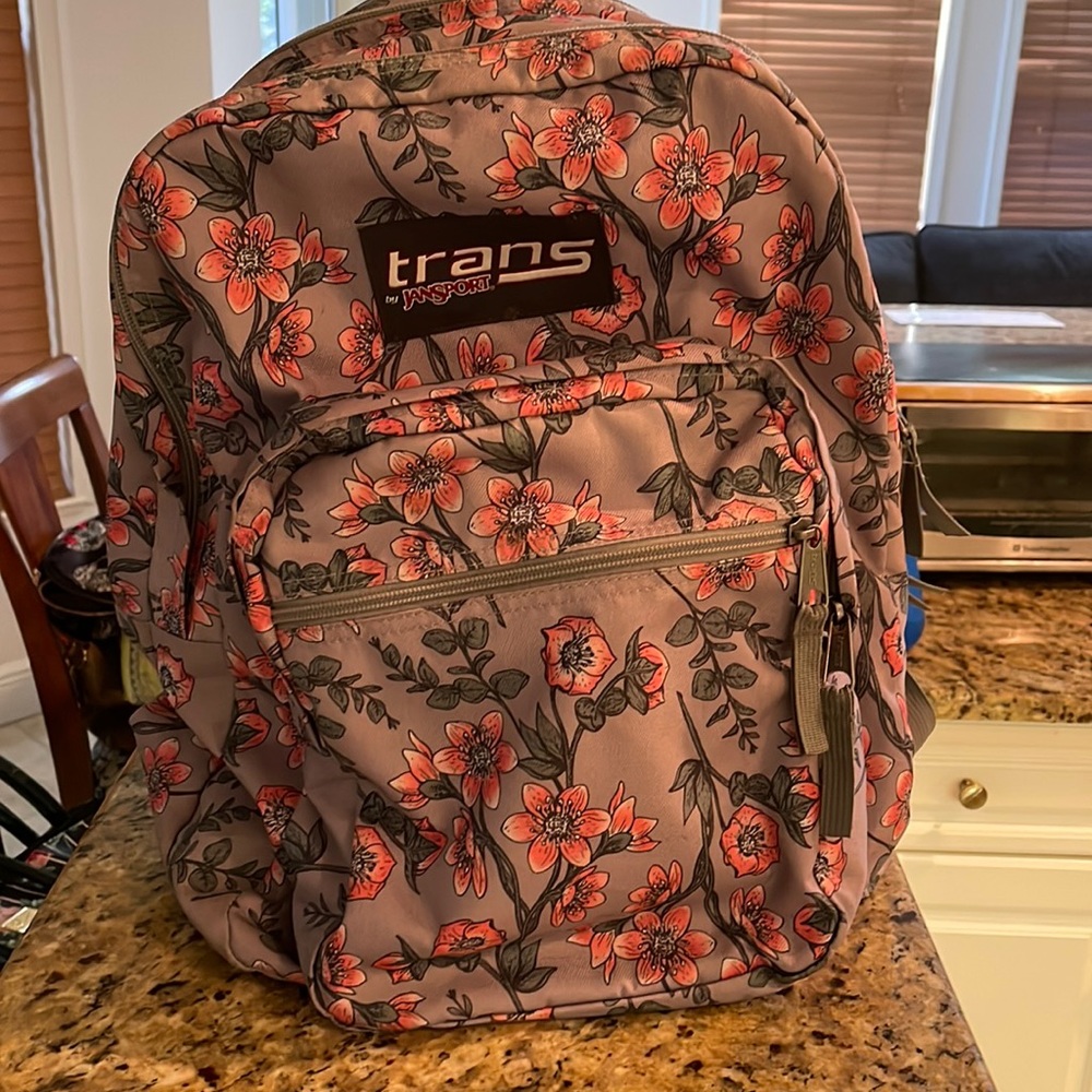 Backpack gray with floral print